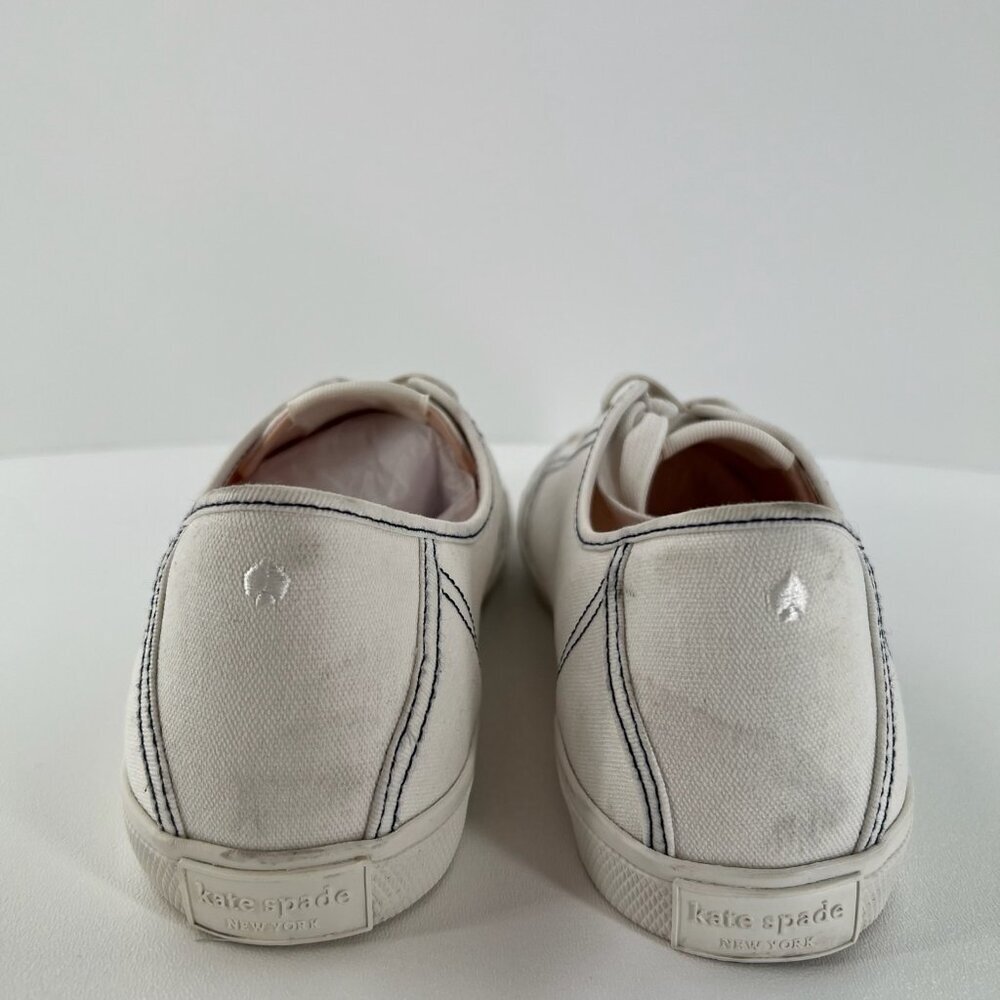 Kate Spade Tommi Tennison Canvas Sneakers Womens 10 B Low Top Lace Up Flat White - Picture 6 of 14